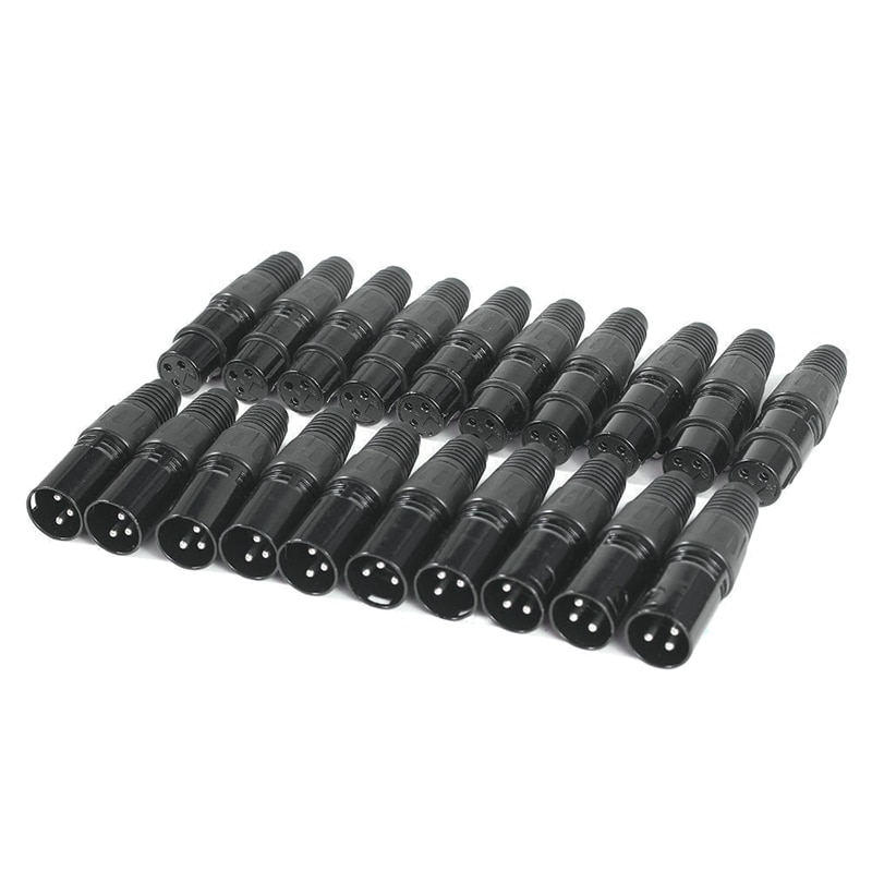 10 Pairs XLR 3 Pin Microphone Audio Cables Plug Connectors Male Female MIC Snake Plug Cable Connectors